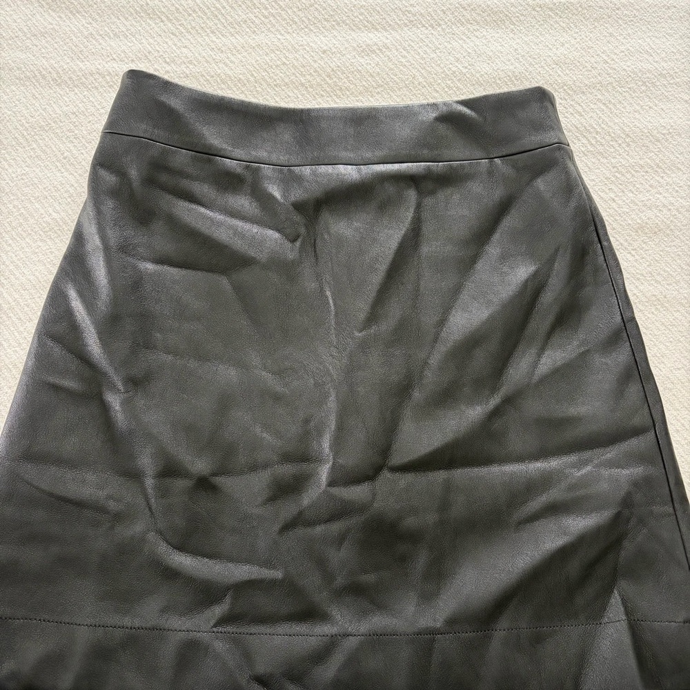 J. Crew Black A-Line Leather Skirt